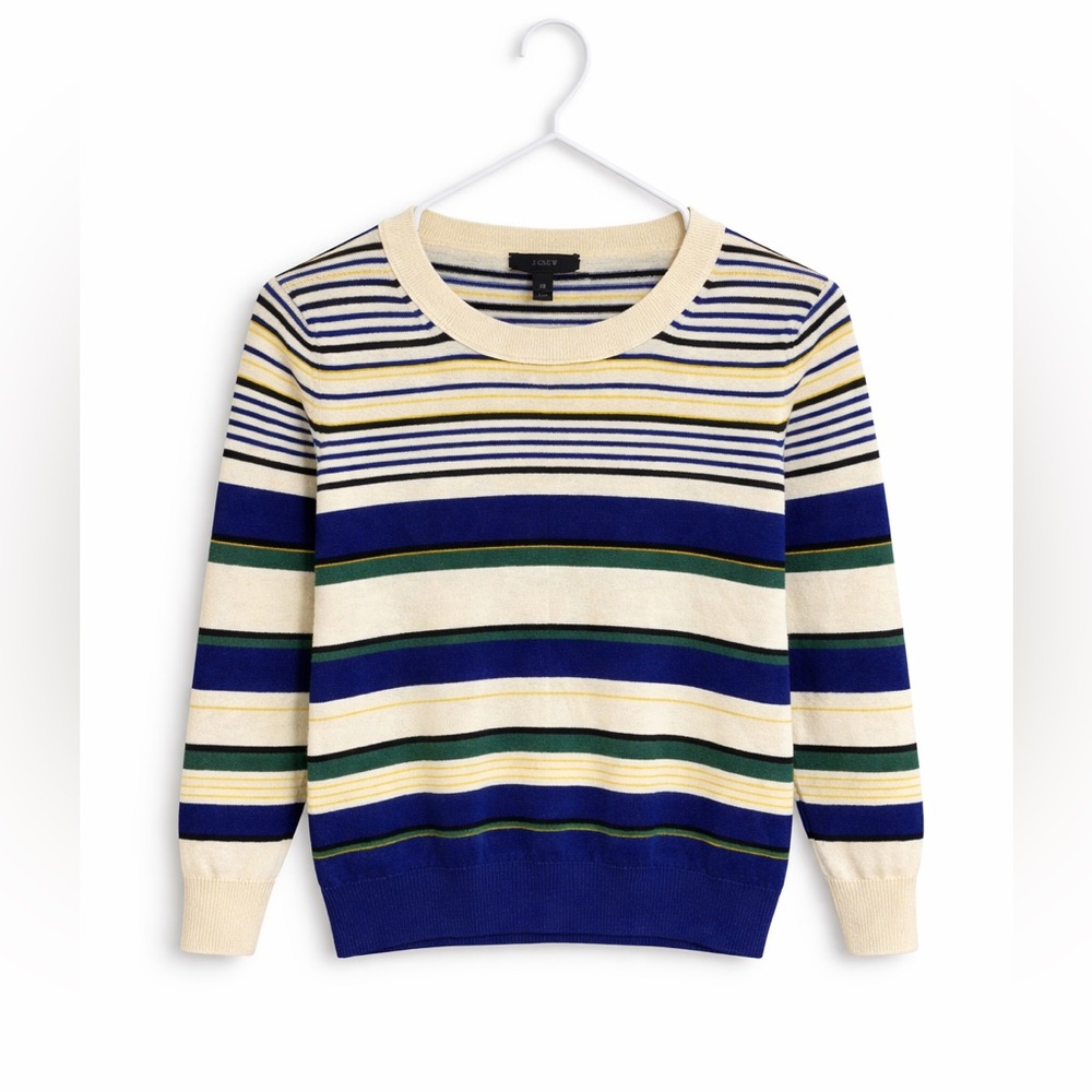 J. Crew Women’s Striped Crewneck Sweater - Blue, Green, Cream